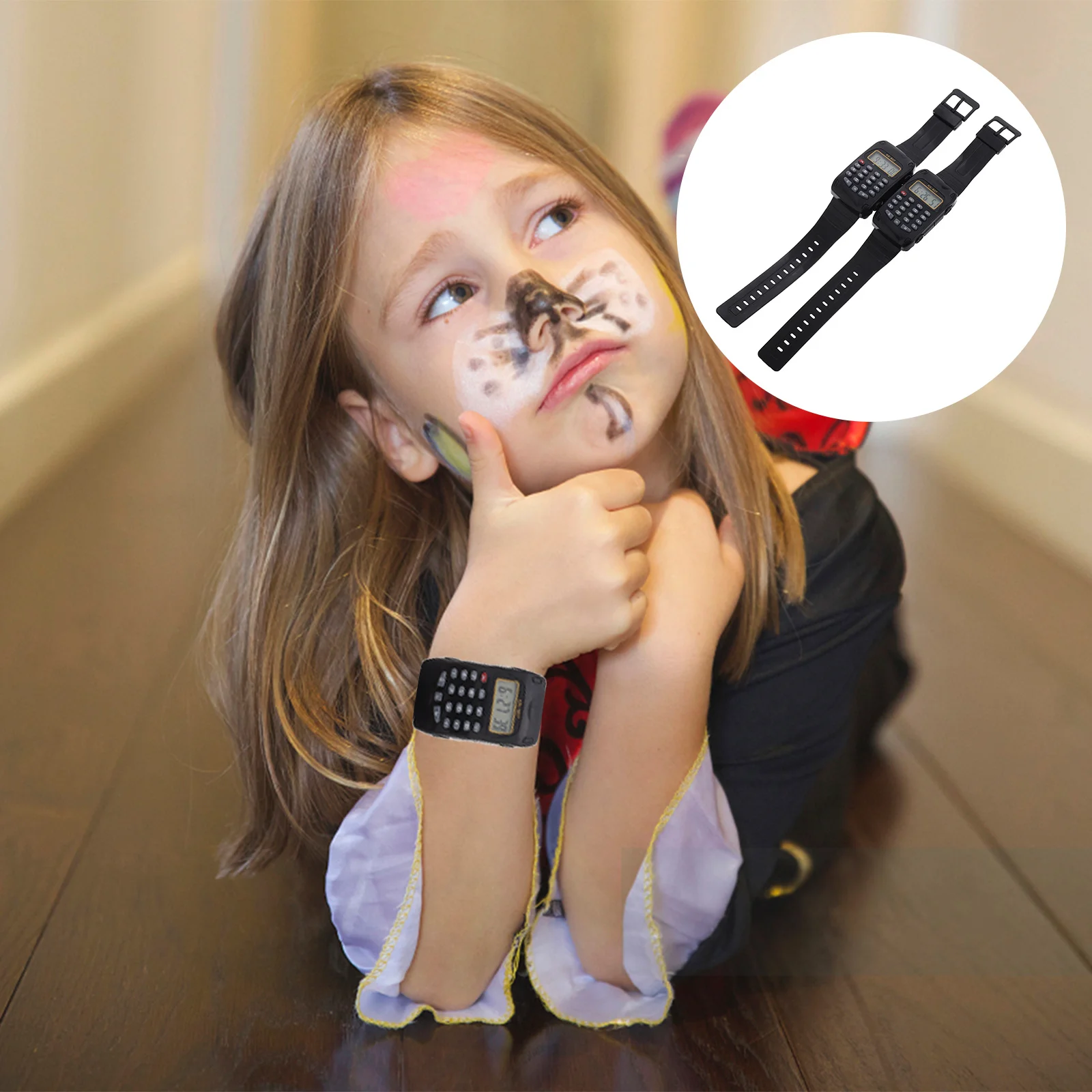 2 pezzi calcolatrice per bambini orologio digitale orologio da polso multifunzionale display trasparente orologio matematico educativo portatile per la scuola