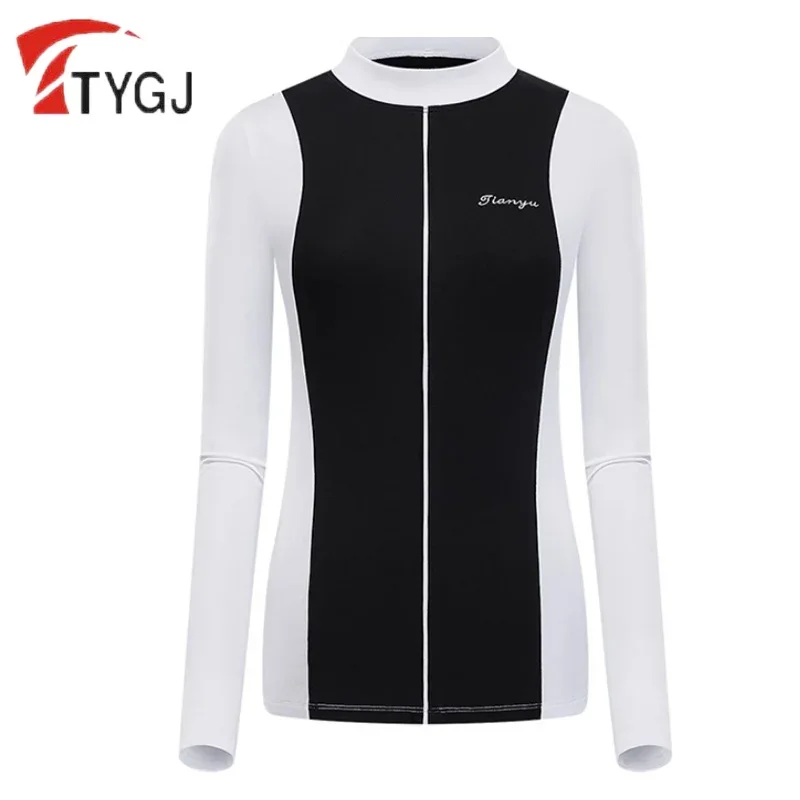 TTYGJ-camisa de Golf para mujer, camiseta de alta elasticidad con protección solar, retales de manga larga, Tops deportivos, ropa de Golf de secado rápido