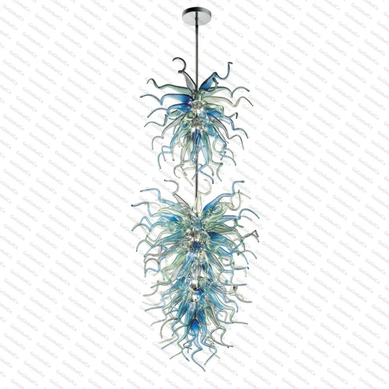 Designer Pendant Lamps Hand Blown Glass Chandelier Light for Living Room 48 Inches High