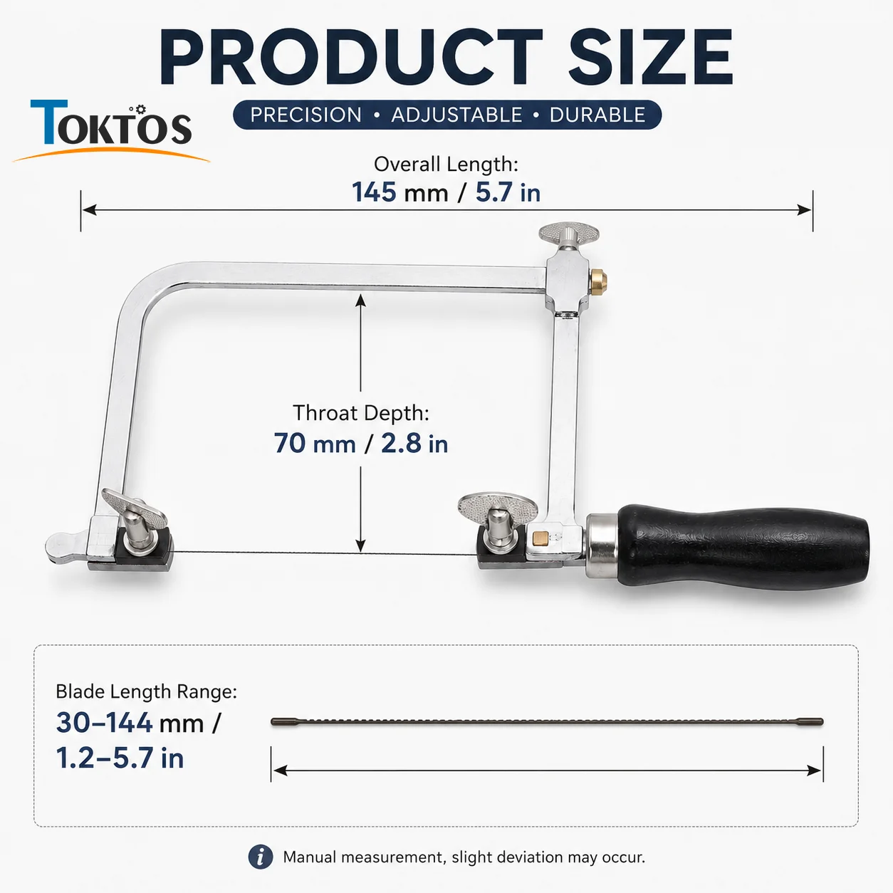 TOKTOS Adjustable Jewelry Saw Frame Set 12 Blades Jeweler Saw Bow Precision Cutting Tool for Gold Silver Wax Wood DIY Jewelry M