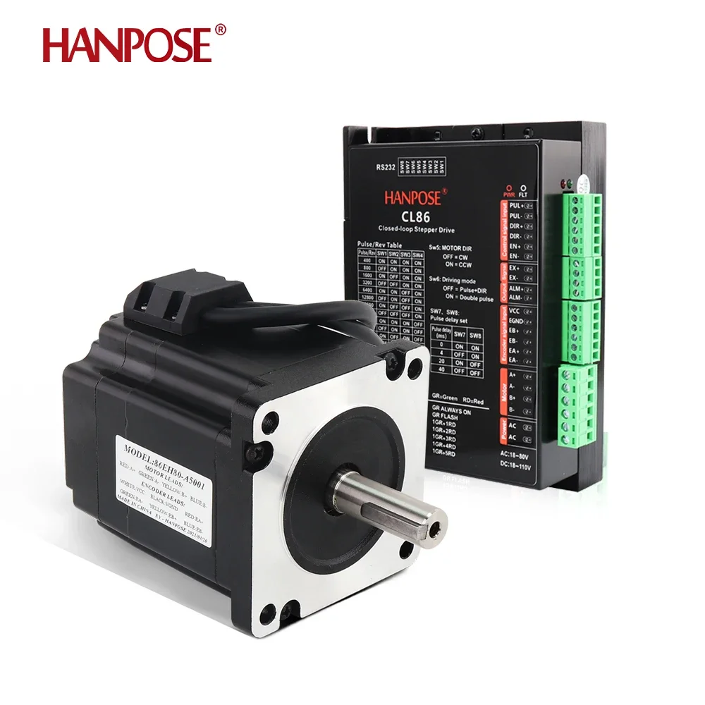 hanpose 4.0N.M 4.0A 86 Hybrid closed loop 86EH80 Closed-loop Stepper Motor + CL86 Drive motor cnc kit Nema34 stepper motor