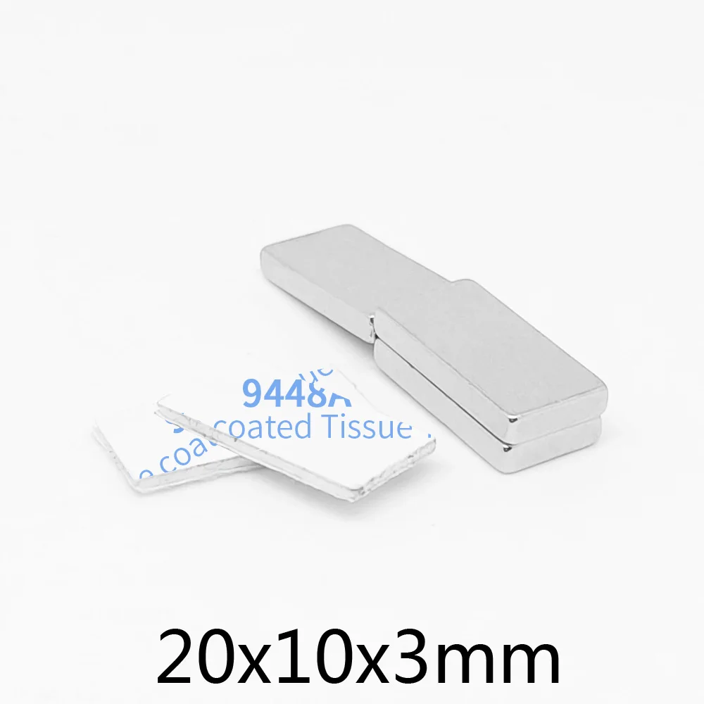 20x10x3 Block Powerful Magnets Strong Magnet With Glue Tape  For Fridge, DIY, Building, Scientific, Craft, 20*10*3  20x10x3mm