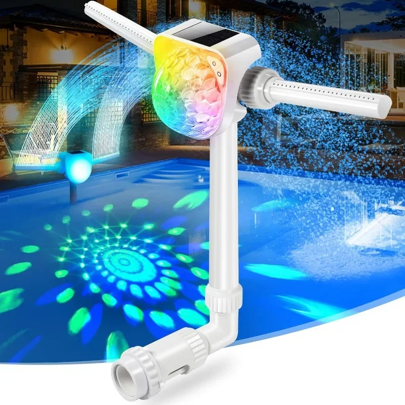 

Light Show,Adjustable Dual Spray Sprinkler Fountain for Inground Waterfall,Swimming Water Fountain