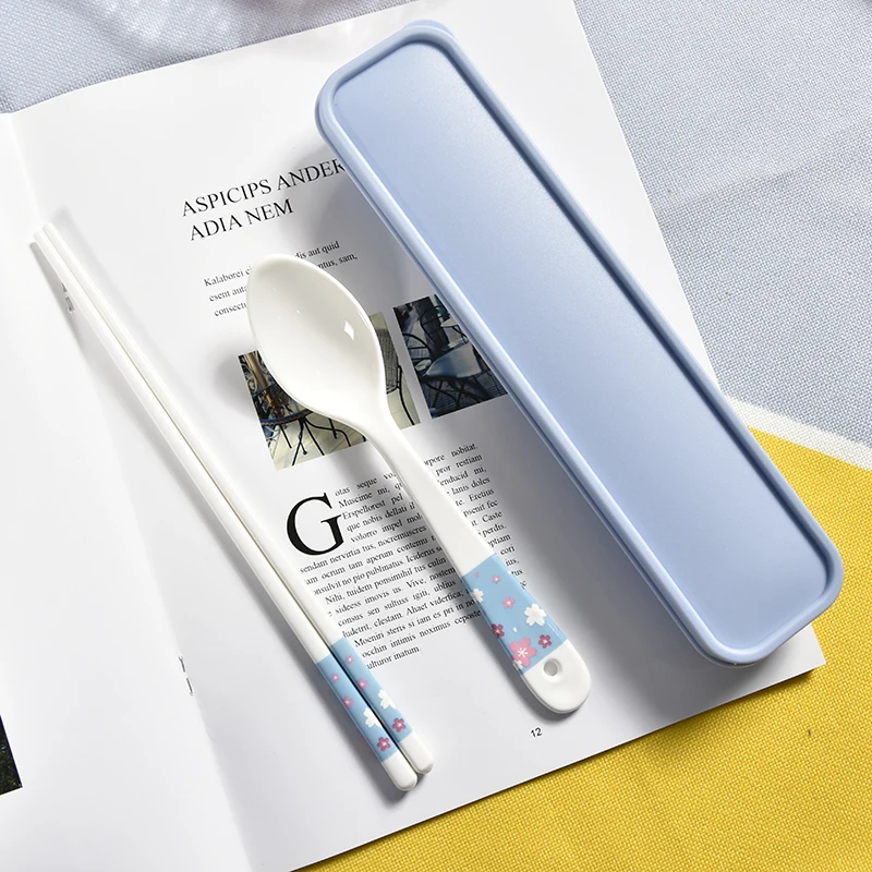 

Portable Cerc Spoon Chopstis Set Single Person Lightweight Luxury ular Ins Creative Cute for Work Students High Aesth...