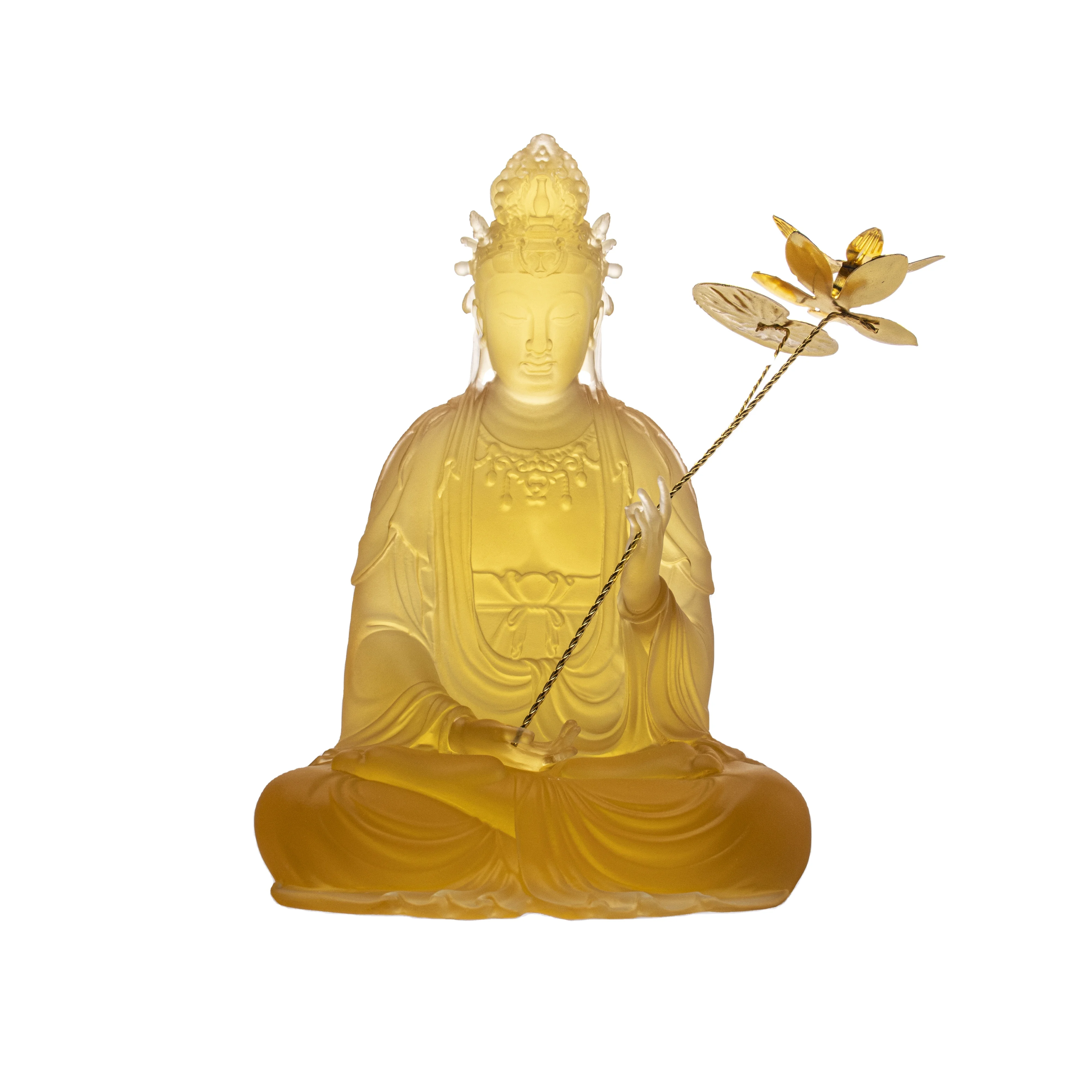 *&r Artfamily Handmade Eco-friendly Crystal Carved Buddha Figurine for Home Decoration Gift Mascot