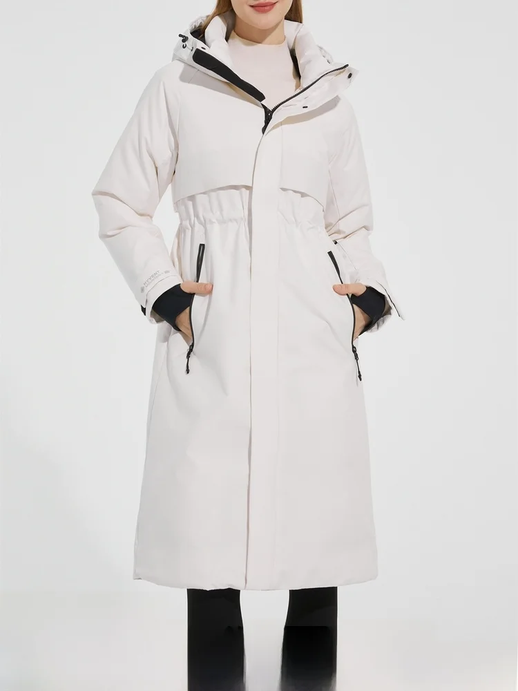 المرأة Thiened طويلة أسفل Jaet أوزة أسفل سنوسويت وظيفية Sle 3D الخياطة جميع الأحوال الجوية الثقيلة دو معطف دافئ #1