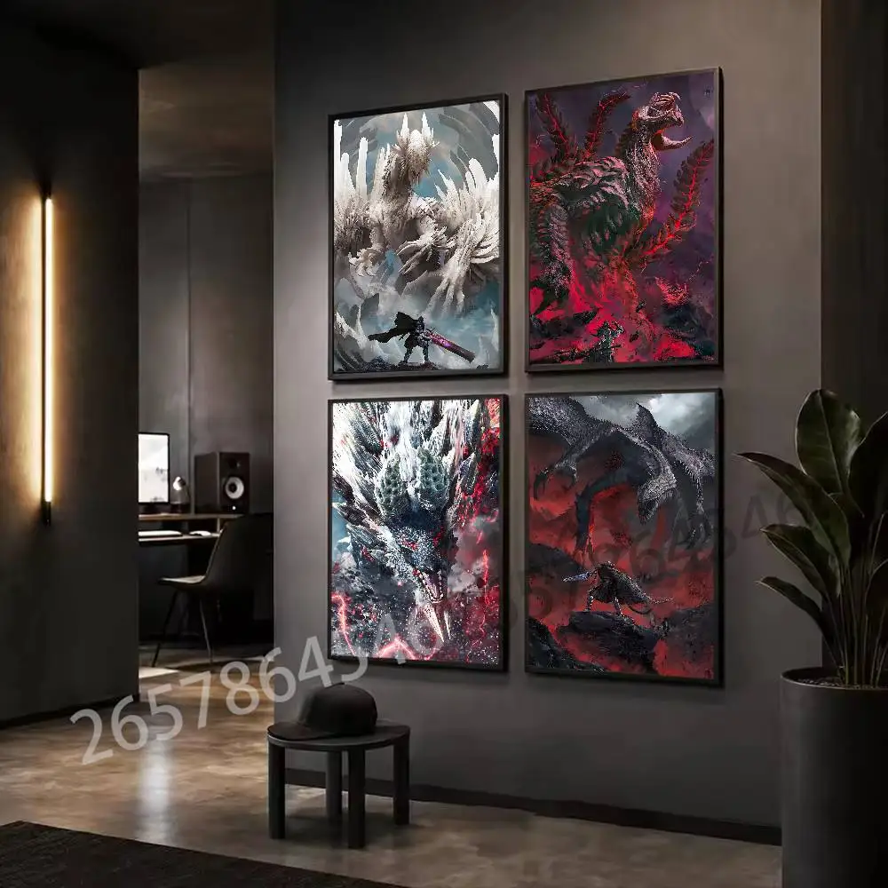 M-Monster Hunter N-Now Wall Art Poster Print Wall Decor for Living Room Bedroom Home Decoration