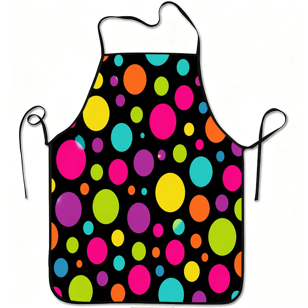 1pc Colorful Polka Dots Print Apron, Durable And Easy to Clean, Adjustable Waistband, Polyester Material, for Kitchen Cooking, G