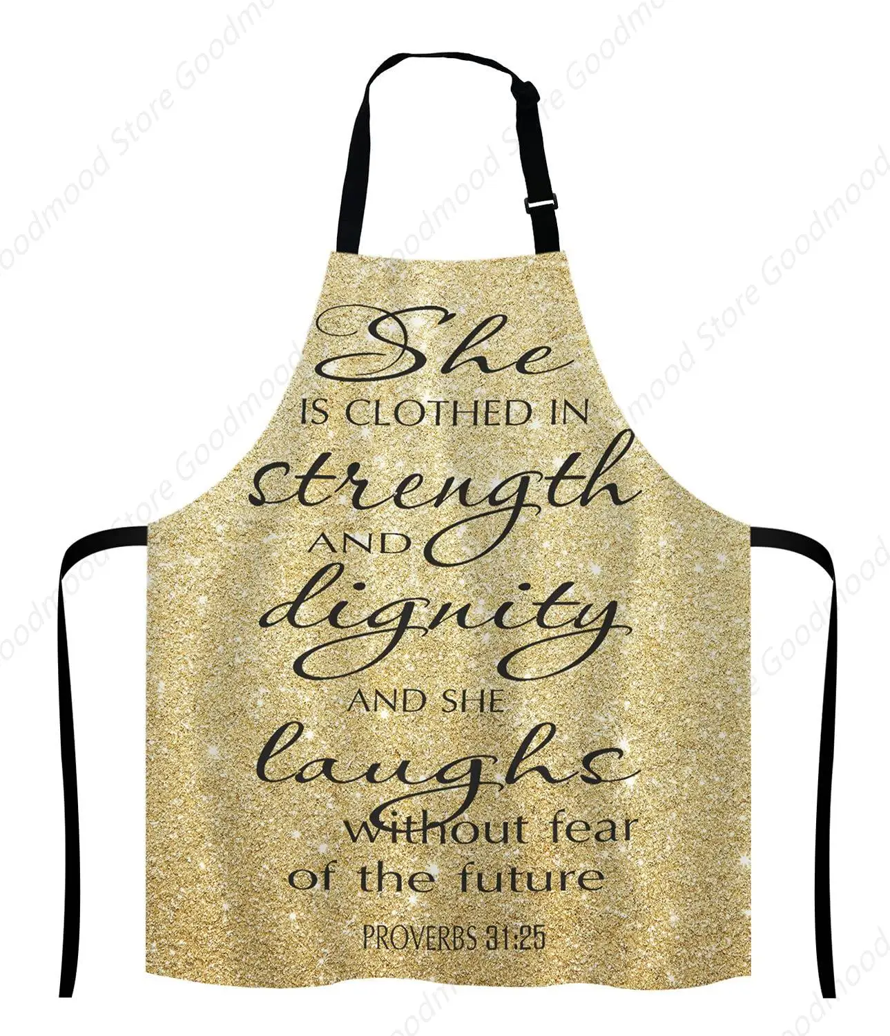 

Adjustable Bib Apron Bible Verse Gold Sparkles Glitter Pattern Print Cooking Kitchen Apron for Men Women