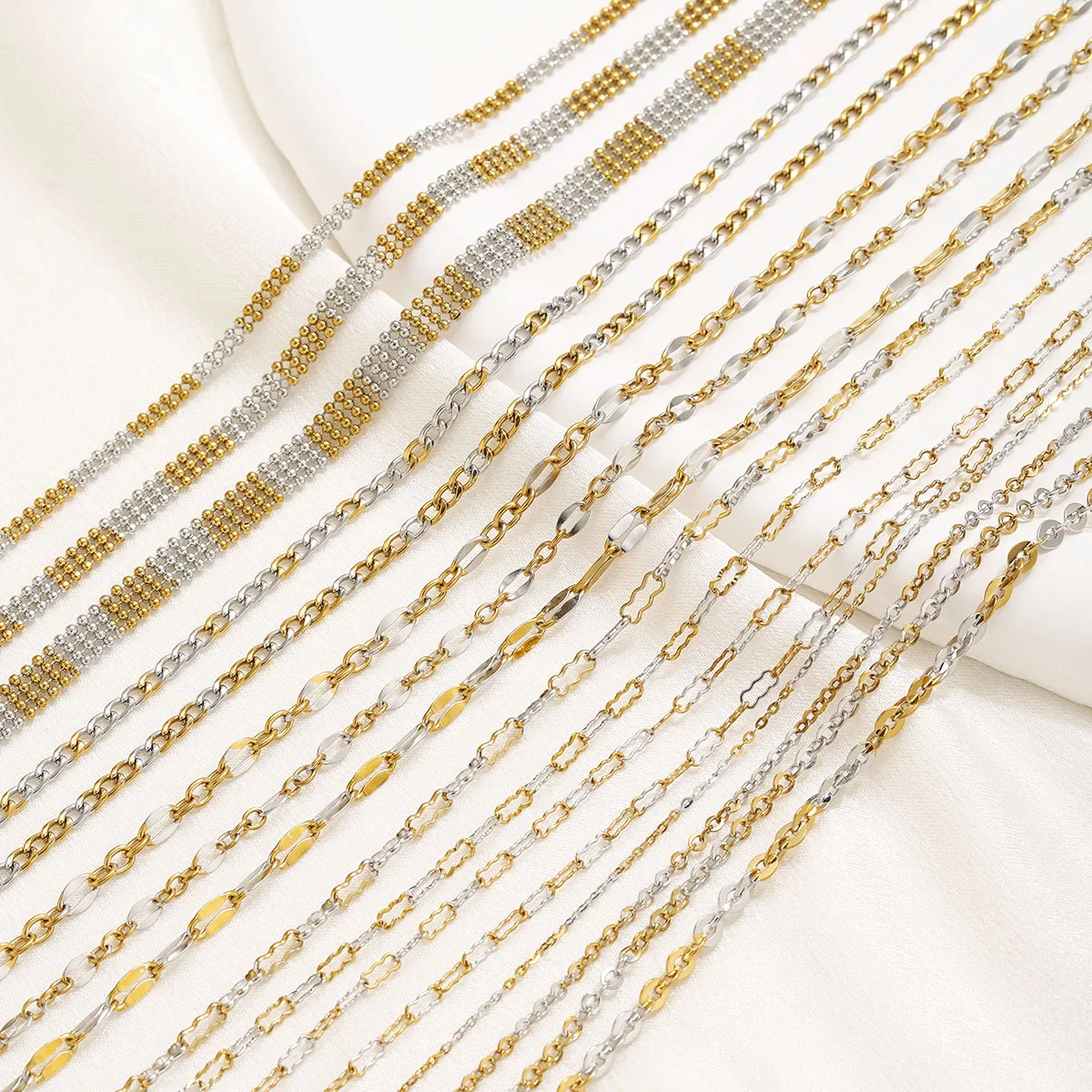 1 Meter Edelstahl-Kubakette für die Schmuckherstellung, Gold-Stahl-Mischketten, DIY-Halskette, Armband, Schmuckmaterial, Zubehör – Detail 5