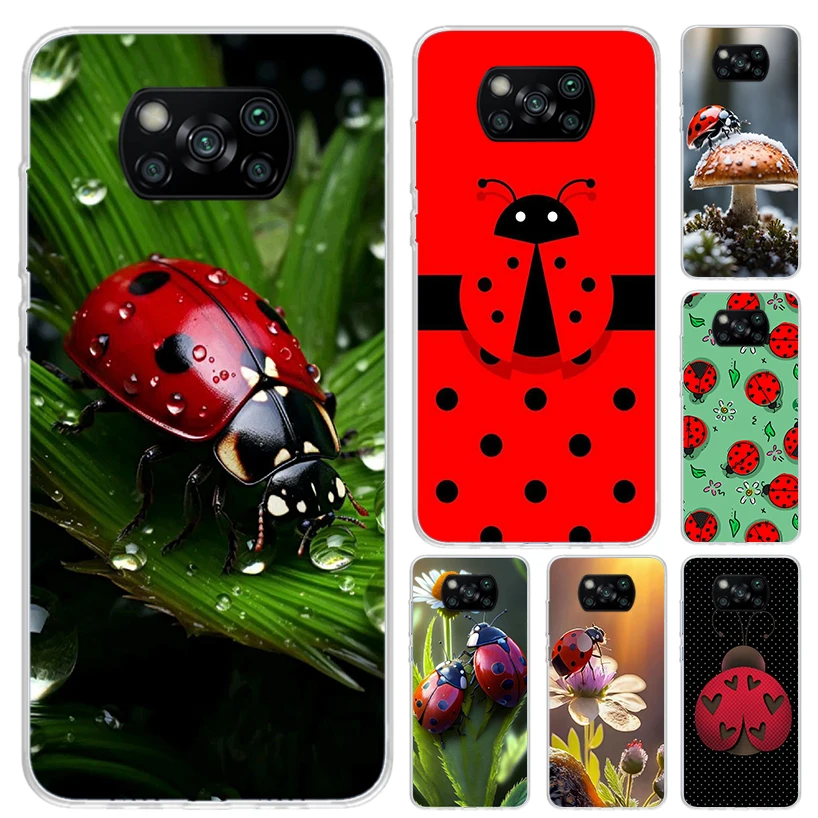 Insect Seven-Star ladybug Phone Case for Xiaomi Poco X6 X5 X4 X3 Nfc F6 F5 F4 GT F3 F2 Pro F1 M5S M4 M3 5G Soft Funda Print Shel