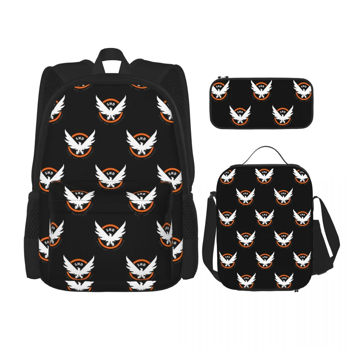The Division 2 Shd Strategic Homeland Division Backpacks Children Bookbag School Bags Rucksack Lunch Bag Pen Bag Three-Piece Set