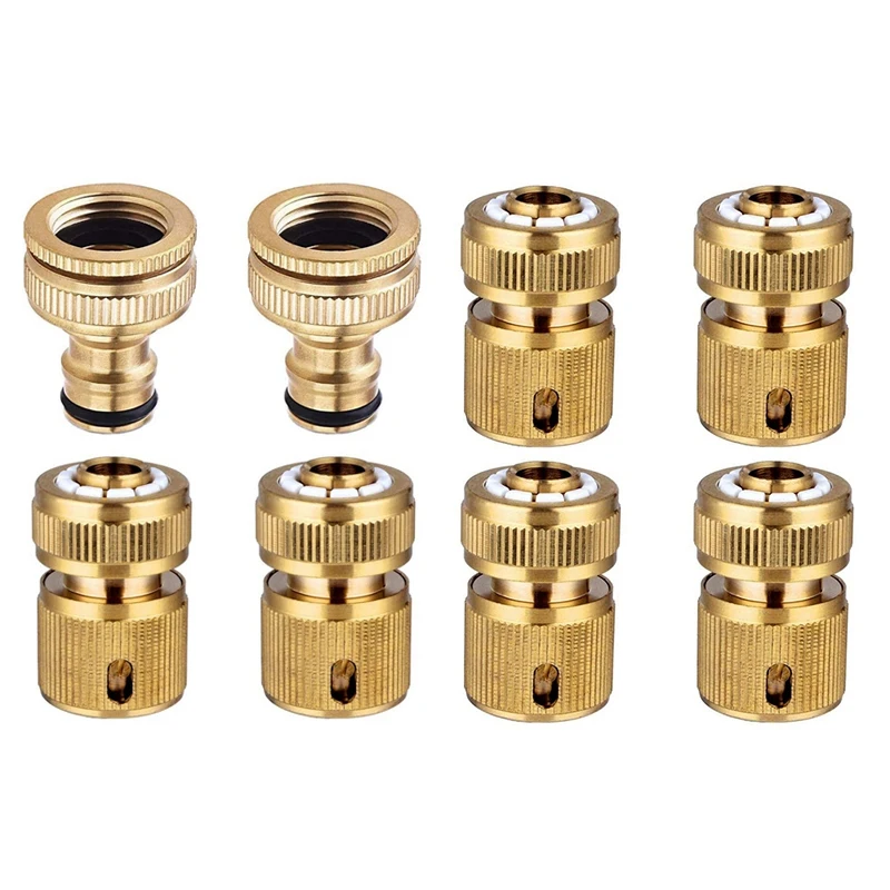 

Promotion! 8 Pcs Brass Hose Connector Hose End Quick Connect Fitting, 4 Pcs A & 4 Pcs B