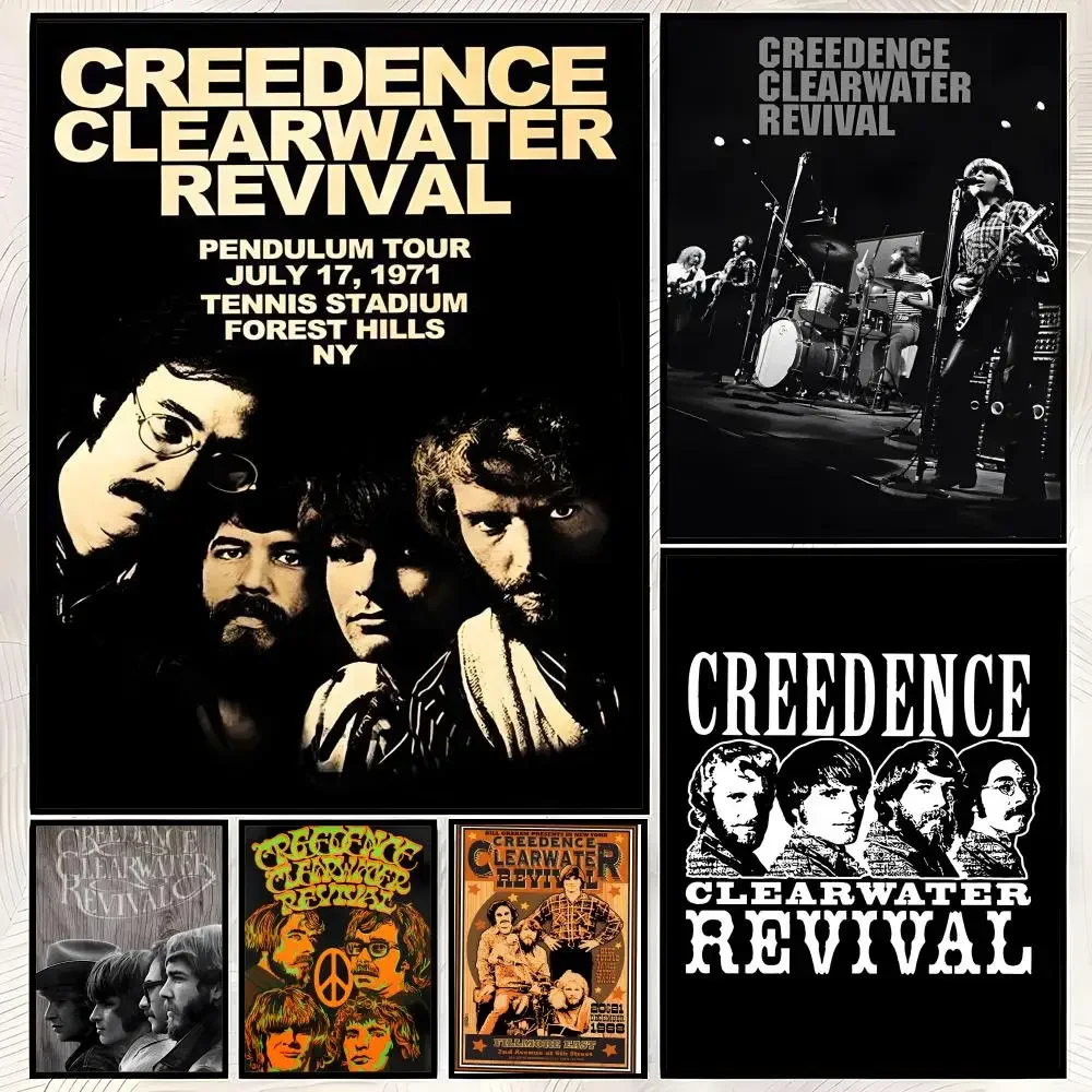 Band C-Creedence Clearwater Revival Poster Self-Stick HD PVC Wall Art Poster, Waterproof Decor for Bedroom, Living Room and Home