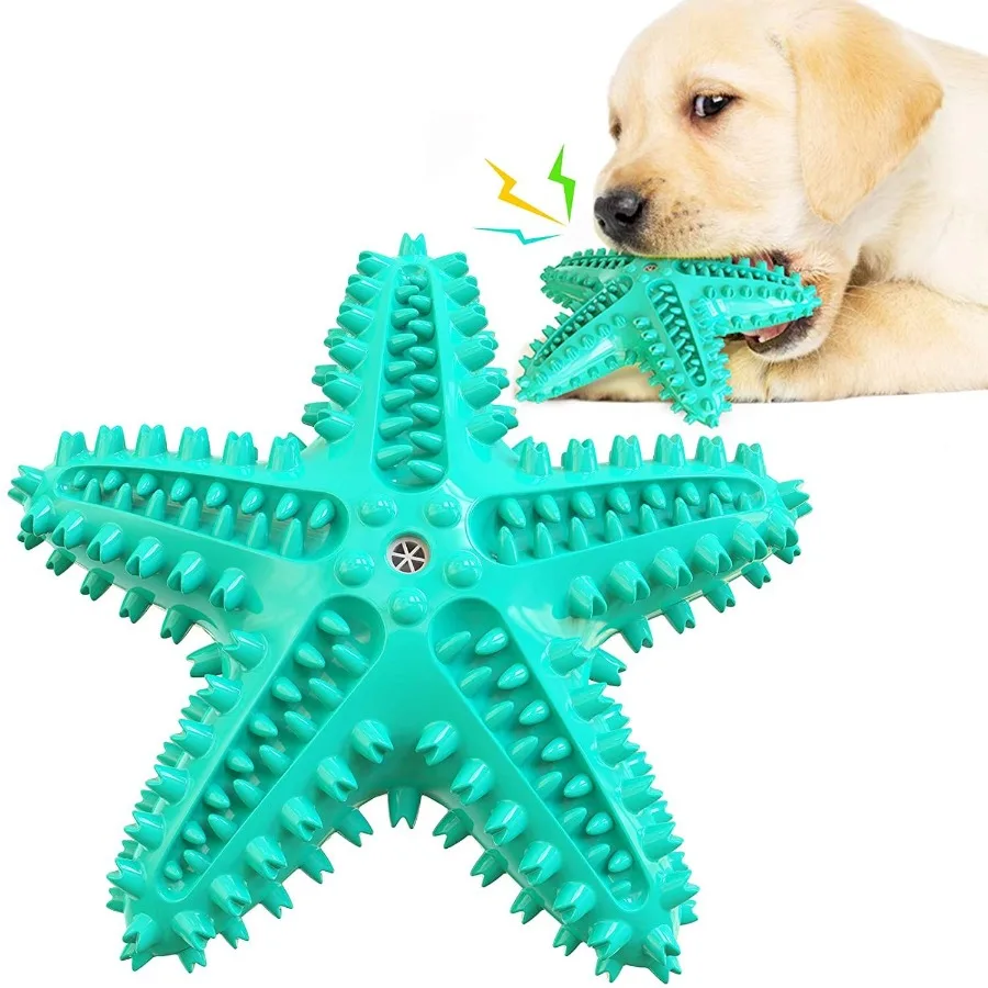 

Dog Chew Toys Natural Rubber StarfishShaped Dog Toys Interactive Treats Squeaky Dog Toothbrush Cleaner Teething Toys Outdoor Pu