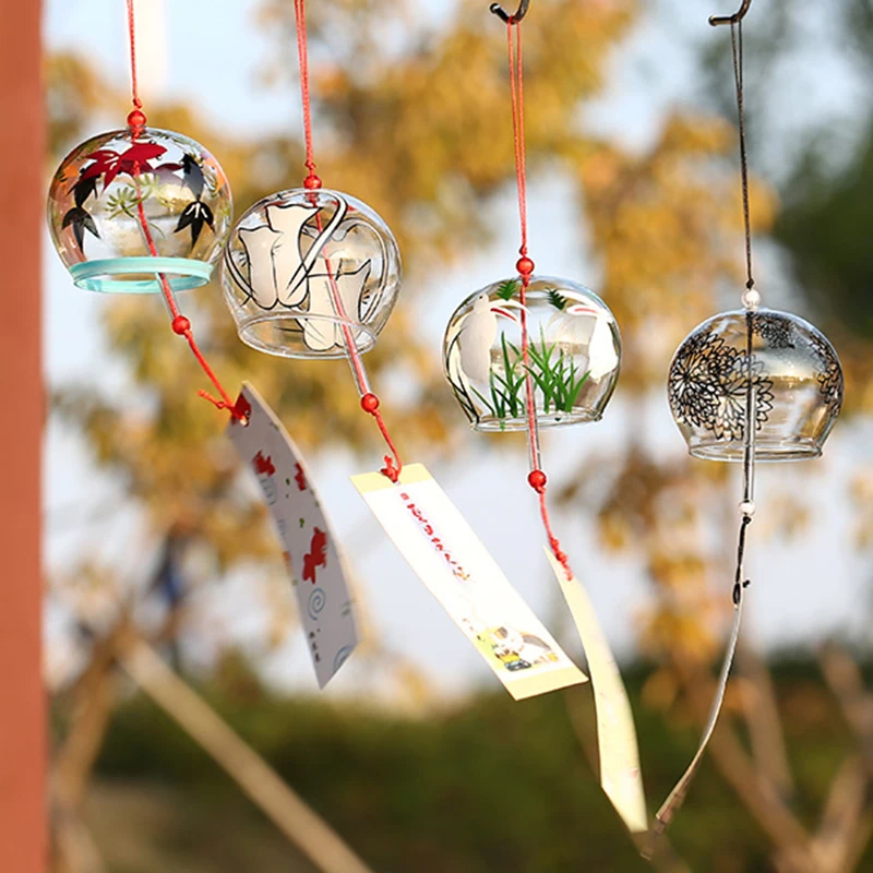 Glass Wind Chime Japanese Wind Bell Japanese Room Decor Home Garden Outdoor Windbell Wall Hanging Pendants Wind Sound