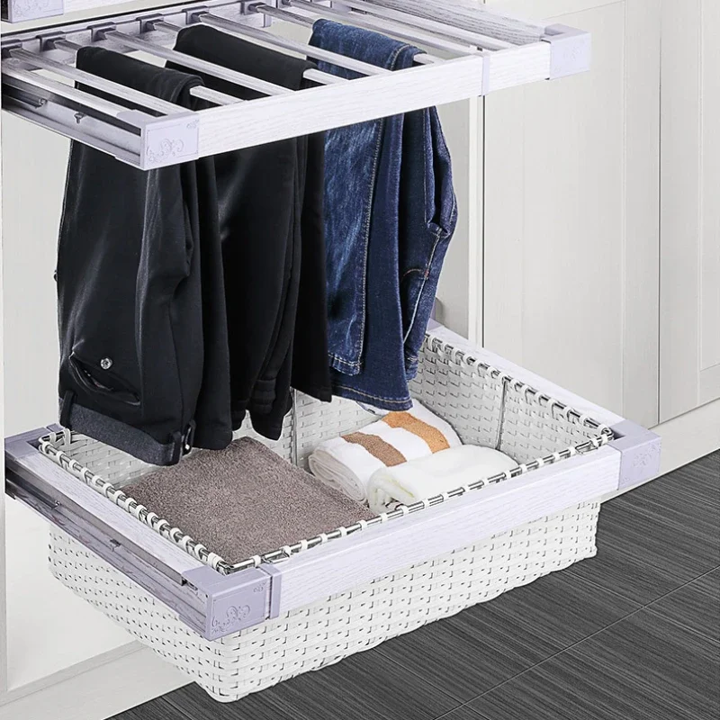 Modern Simplicity Cloakroom Wardrobe Basket Drawer Style Storage Artifact Slide Rail Duobao Grid Metal Jewelry Box