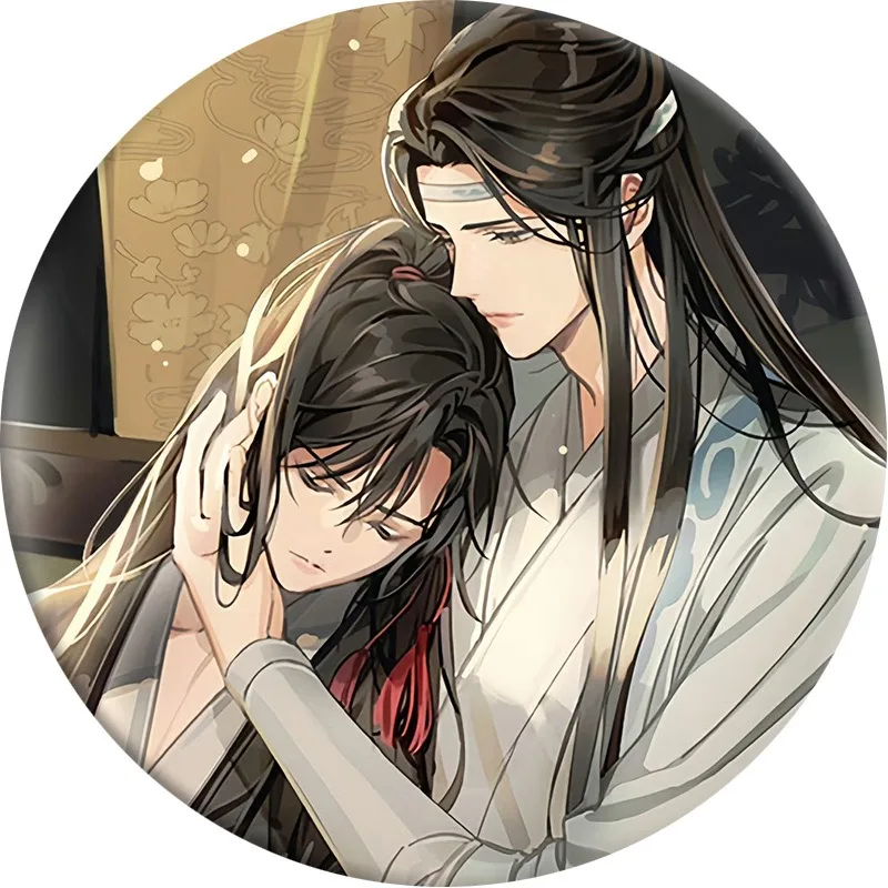 58mm Mo Dao Zu Shi Brooches Cosplay Badge Lan Zhan Wei Wuxian Lan Wangji Chen Qing Ling Brooch Pins for Clothes Decor Accessory