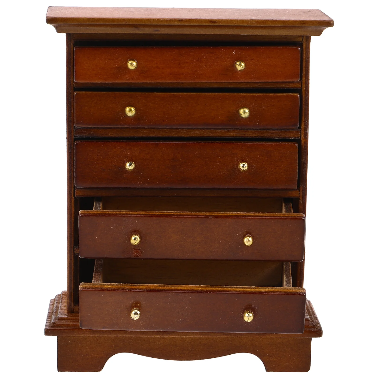

Miniature Bedside Cabinet 1:12 Scale Vintage Wooden Dollhouse Furniture Brown Small Nightstand For Bedroom Scene