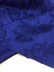 Embroidered Satin Fabric Thin Blue Chinese Style Clothing Cheongsam Skirt Designer Apparel Sewing Fabrics Cloth Diy Sew By Meter