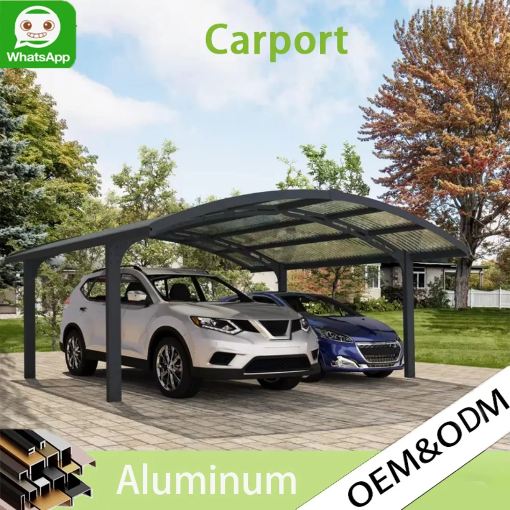 Custom Size Aluminum Carport Prefabricated, Heavy Duty Metal Frame Fixed Roof Parking Canopy Waterproof Outdoor, UV Resistant