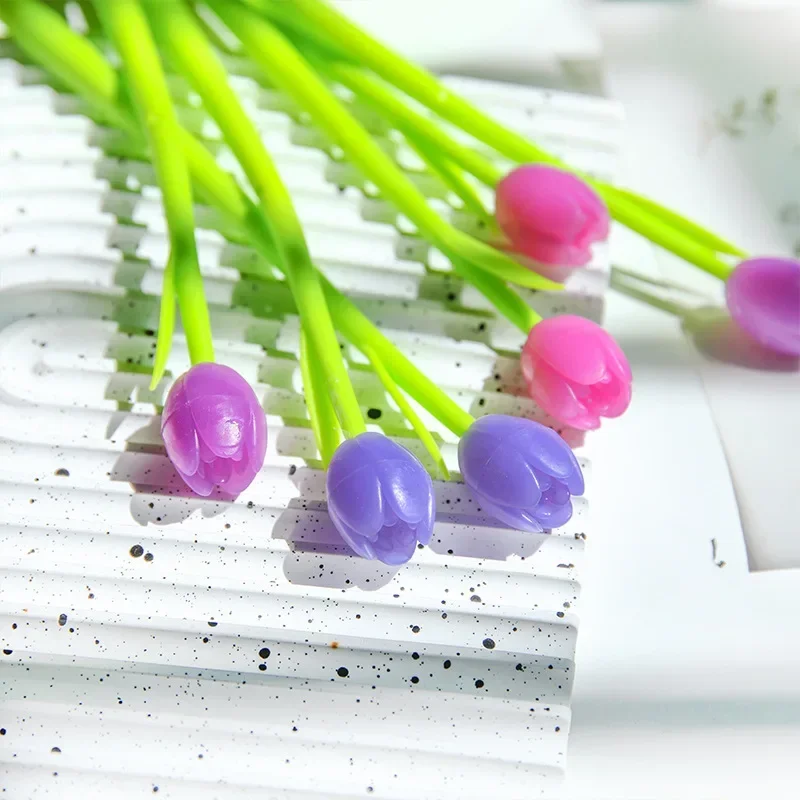 3pcs Color Changing Tulip Gel Pens Cute Discolor Floral Black Ink Neutral Pens Korean Stationery Holiday Gifts Office Supplies