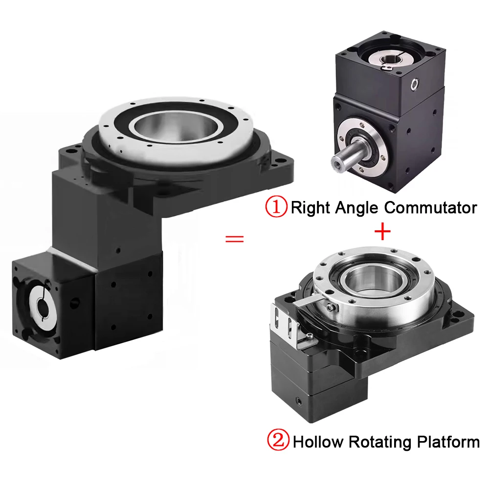 Hollow หมุนแพลตฟอร์มมุมขวาเกียร์สําหรับ NEMA 17 Stepper 23 34 60 80 เซอร์โวมอเตอร์เปลี่ยน DD มอเตอร์ CAM Indexing Disc