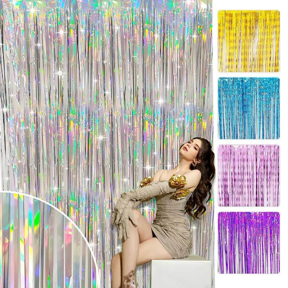 2M المطر الحرير الستار عيد ميلاد الزفاف المشهد تخطيط عطلة حزب حائط الخلفية الديكور مشرق المطر الحرير ستارة الباب