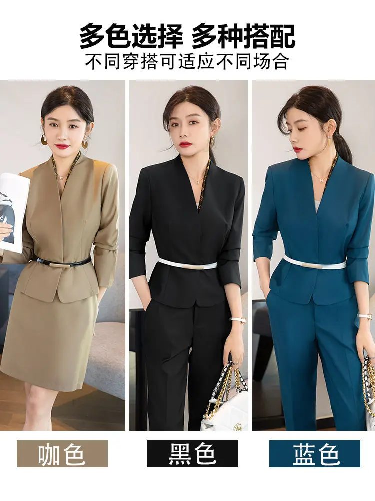 2-G10  High-grade collarless suit jacket for women in spring and autumn, hotel frork clothes, professional temperament formal