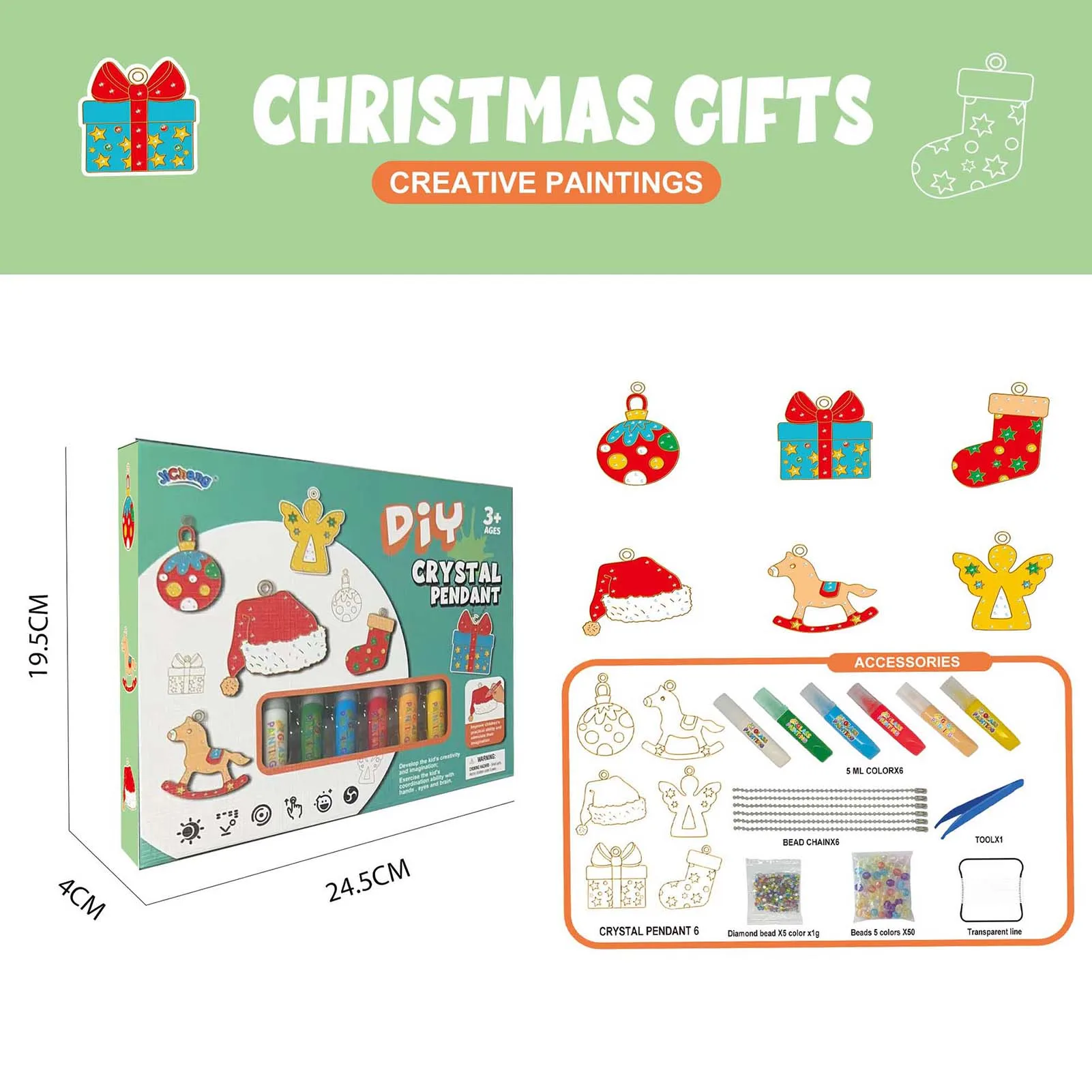 Fai da te colla di cristallo vernice arti e mestieri Set cottura gratuita natale pittura fai da te ciondolo cartone animato per bambini fatti a mano fai da te