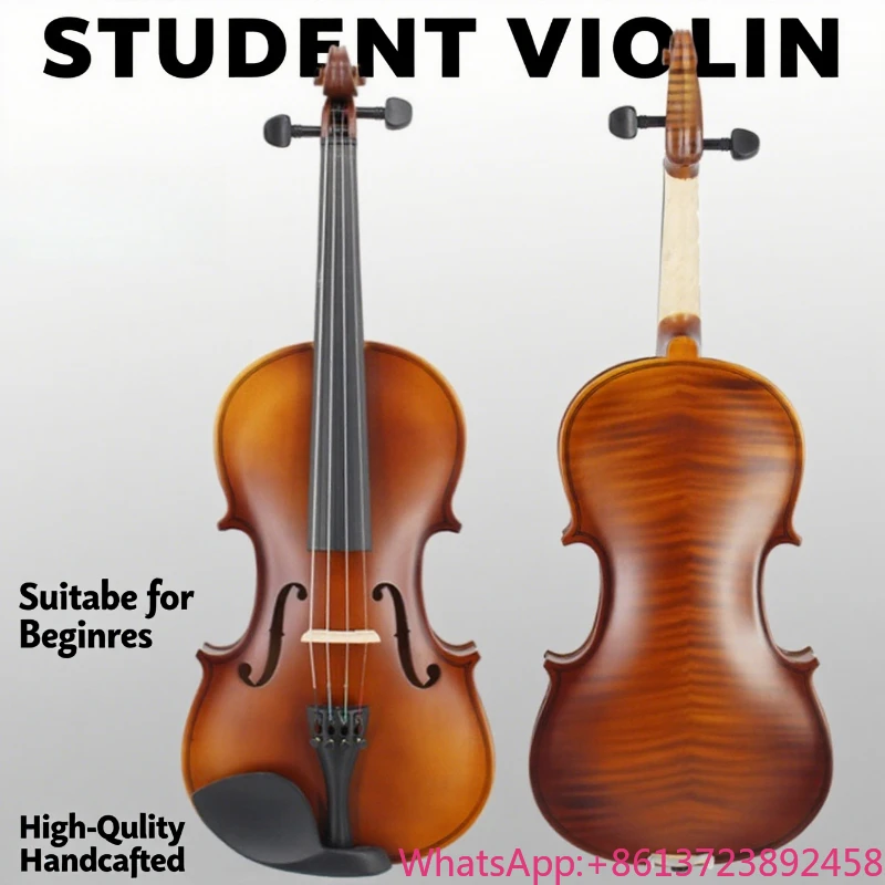 

New Striped Basswood Violin Full Size Single Board Back Instrument Handmade Antique Violin Beginners 4/4 3/4