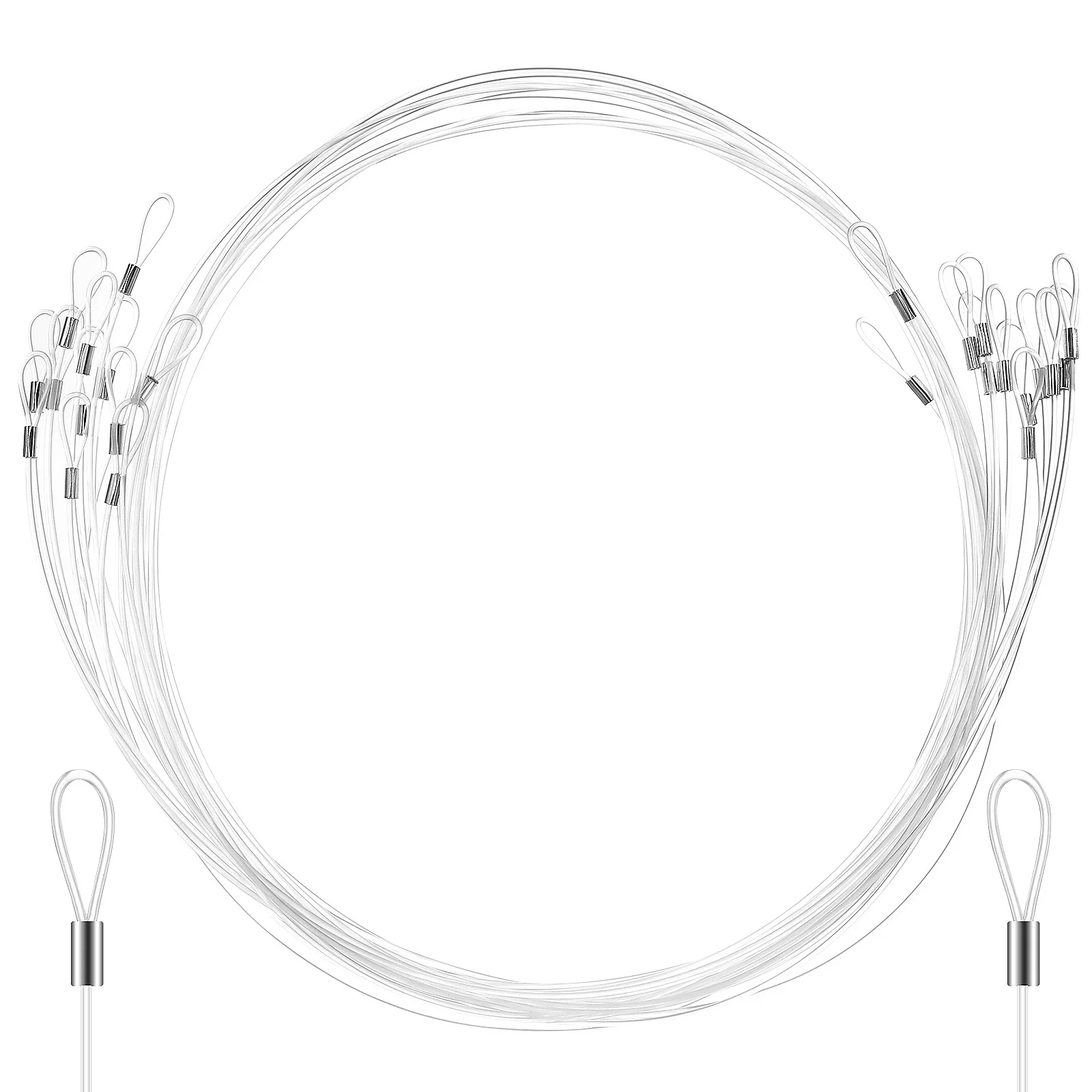 

12Pcs Nylon Clear Hanging String Heavy Duty Double-Ended Loop Picture Wire Clothesline Rope for Wedding Birthday Decoration