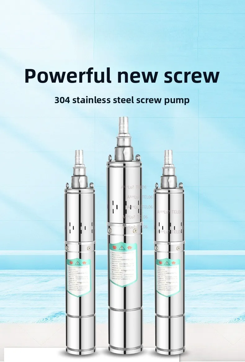 Screw Pump Stainless Steel Household Automatic 220V High Lift Submersible Deep Well Pump Self-Priming Compact