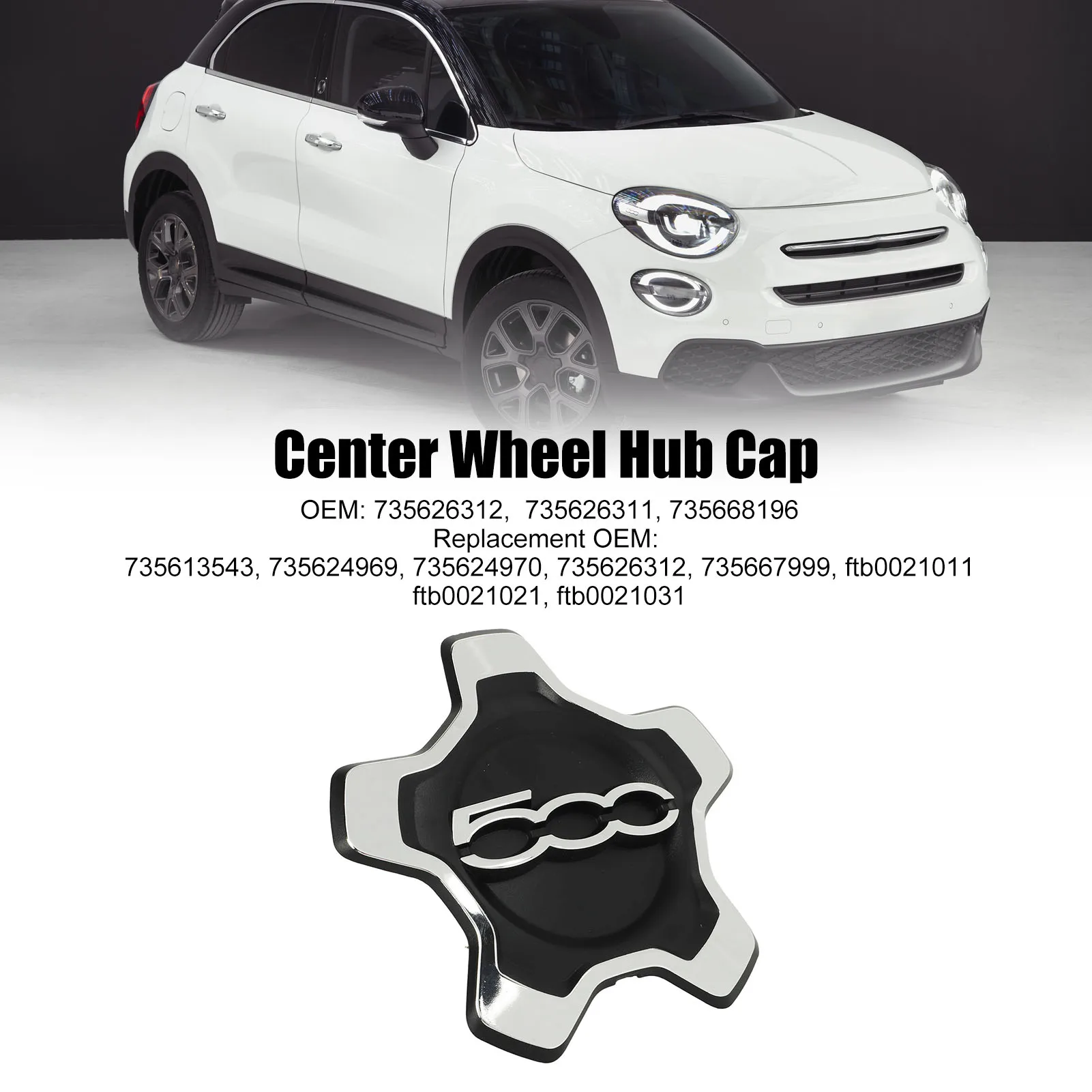 Center Wheel Hub Cap 735668196 Strong Sealing Rust Proof Replacement For Fiat 500X 334 2014 to 2023