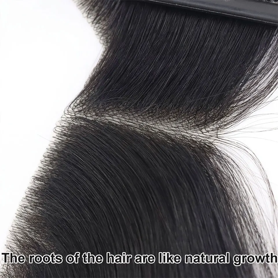 Natural Black Human Hair Toupee Men Forehead Hairpiece Patch V Looped Invisible Seamless Skin Full PU Men's Capillary Prosthesis image 4