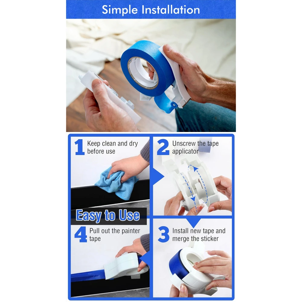 Easy Seam Tape Sticker Tool Set Masking Tape Dispenser for Trim Tool with 1mm Spacing for Window Wall Floor Door Frame Painting Easy Seam Tape Sticker Tool Set Masking Tape Dispenser for Trim Tool with 1mm Spacing for Window Wall Floor Door Frame Painting