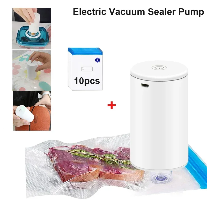 Cordless Electric Vacuum Bag Sealer Pump, Portable USB Charge Vacuum Compression Machine for Food Clothes Storage Bags