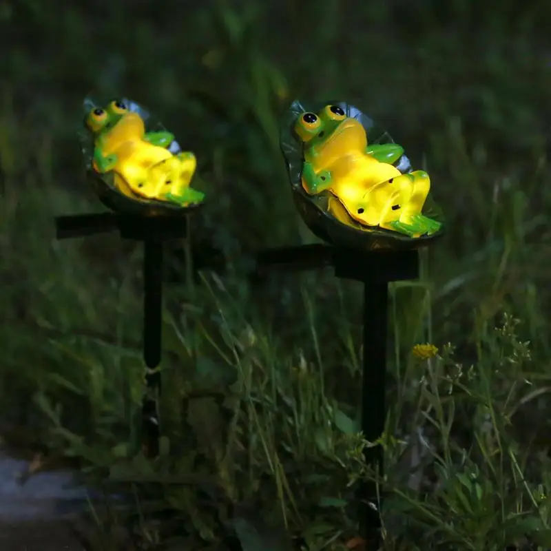 Luces solares decorativas para jardín, estatua de rana, luces de estaca solares impermeables, luces de camino, accesorios de jardín de hadas para exteriores