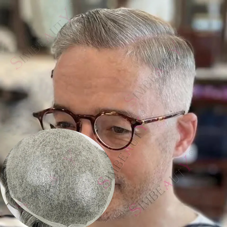 

Невидимый ультратонкий старый белый мужской парик 0,02 мм, человеческие волосы, плотность 80%, серый, черный, блондин, 1b65 1B80 # 565, мужские волосы, проста