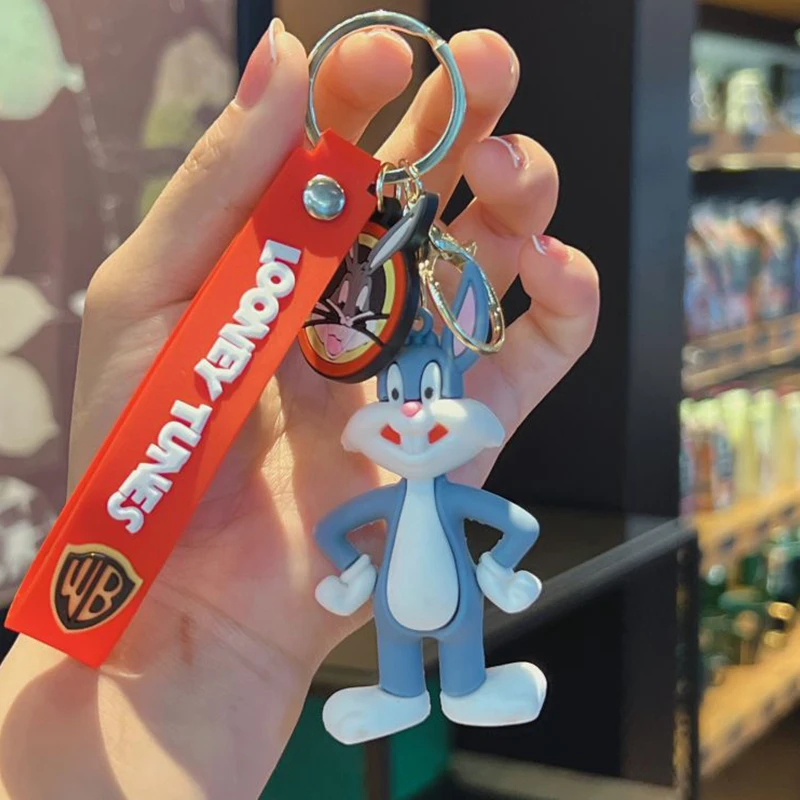 Creativity Bugs Bunny Silicone Keychain Cute Animal Humanoid Doll Key Rings Jewelry for Kid Gifts