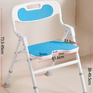 Aluminum Alloy Elderly Bathroom Shower Chair Pregnant Women's Folding Stool Stacking Bath with Rehabilitation Therapy Supplies