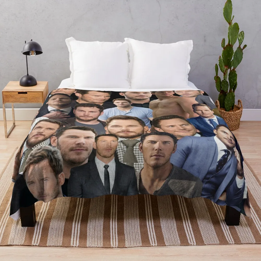 

chris pratt photo collage Throw Blanket Summer Beddings Soft Multi-Purpose Fluffys Large Blankets