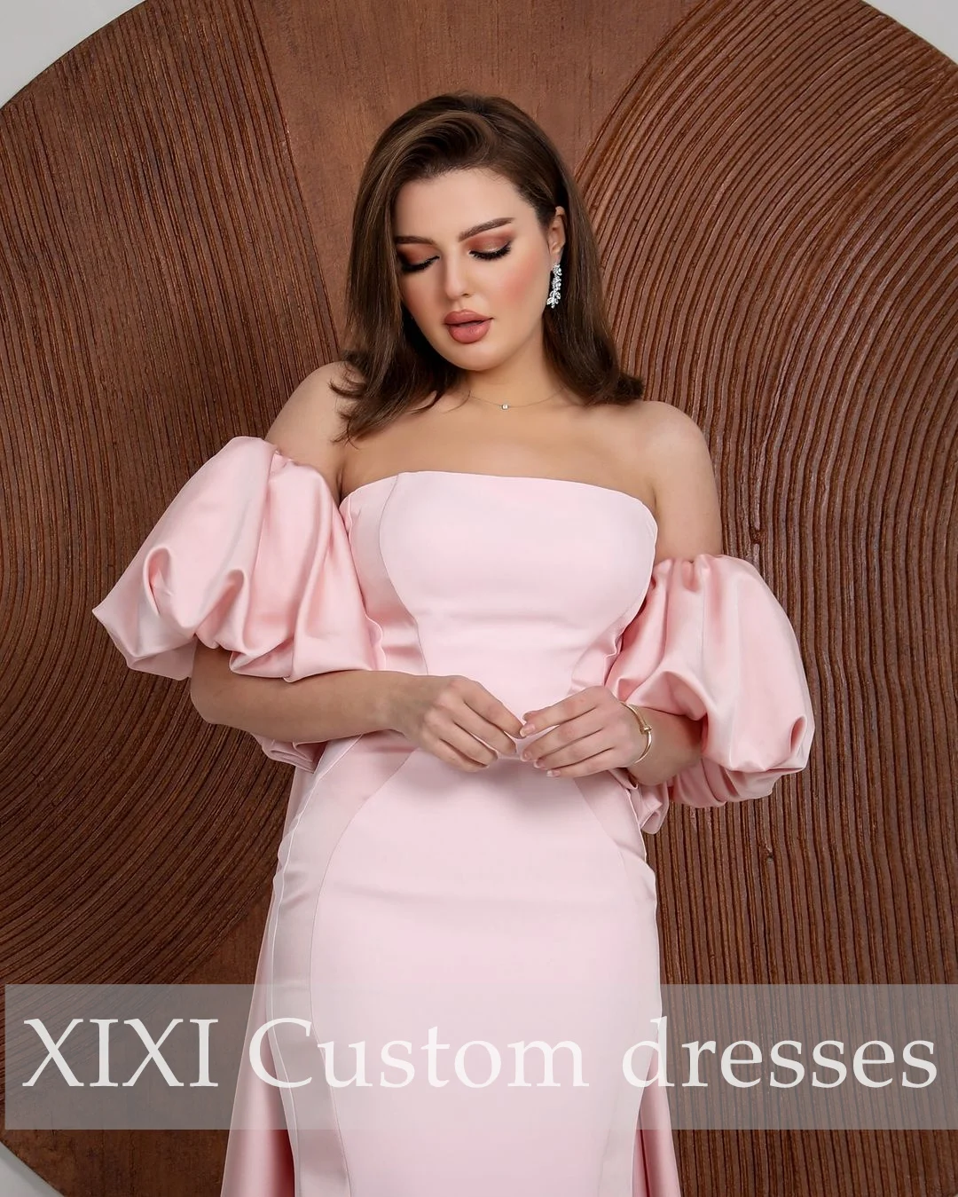 XIXI فساتين سهرة Mermaid Strapless Floor-Lengt Lace Zipper Up Sleeveless Wedding Party Dress Dresses For Special Events Dresses