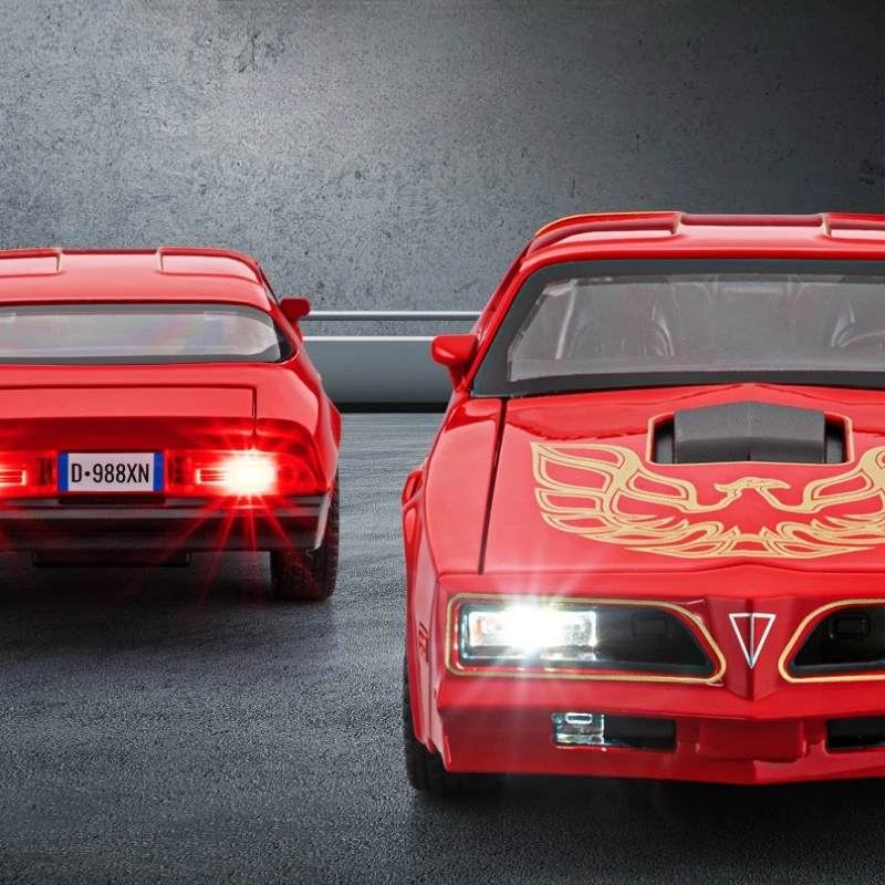 Simulation 1:32 Firebird Alloy Car Model with Pull-Back Sound and Light Birthday Gift for Kids Boy Collection Miniature Voiture