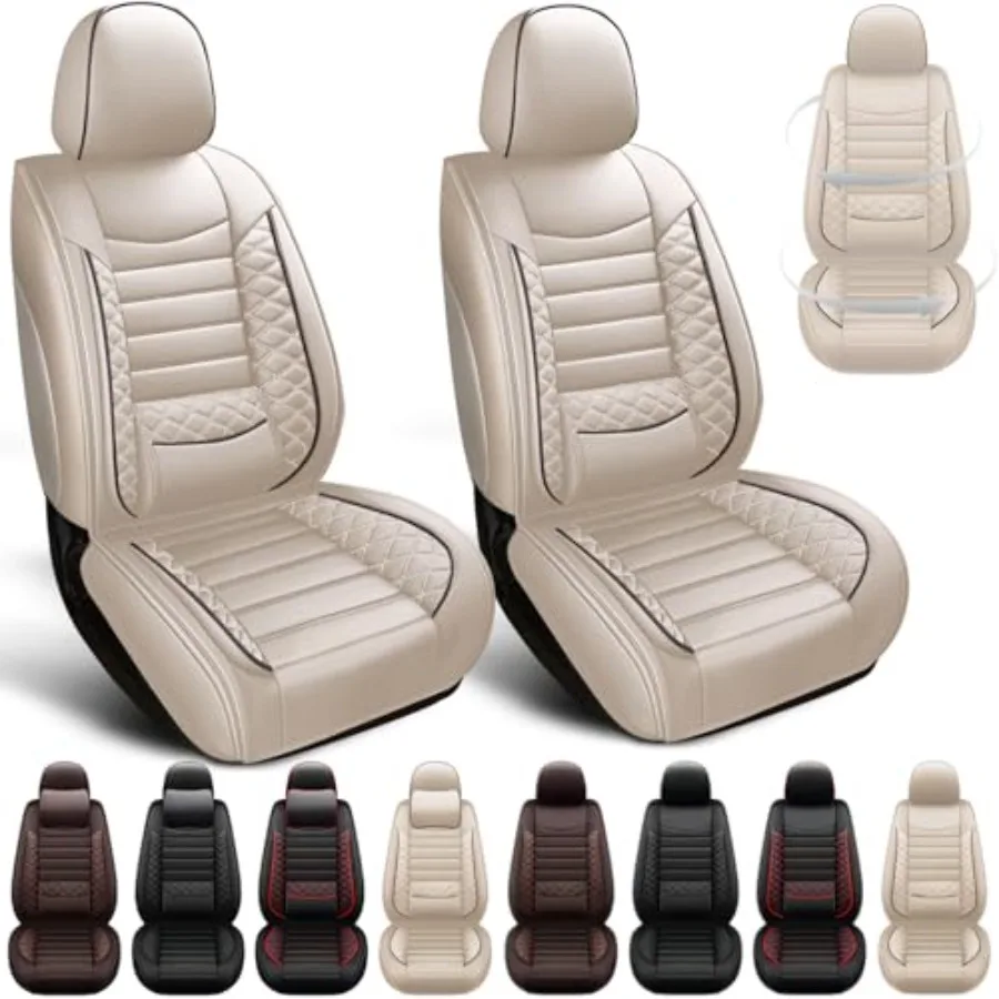 Leather Seat Covers for Camry Solara 2004-2008 2PCs Luxury Car Seat Covers Front Set Waterproof Seat Protectors Auto Seat Covers