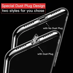 Funda transparente con tapón de silicona suave antipolvo para iPhone, carcasa trasera fina de TPU para iPhone 13, 12, 14, Mini, 11 Pro Max, 6, 6S, 7, 8 Plus, X, XR, XS