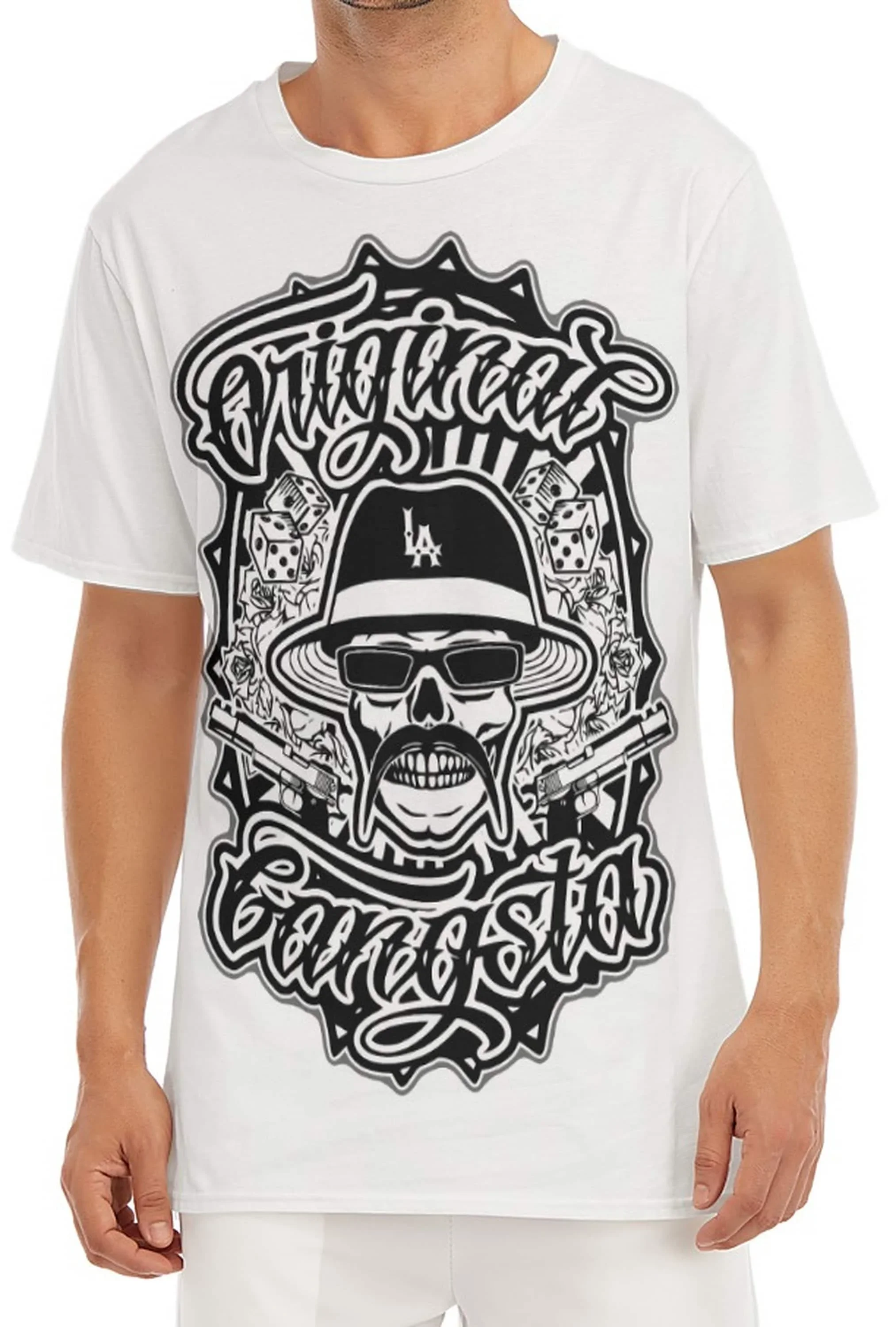 Gangster T-Shirt Men'S Chicano Cholo Mexican Gangsta Gangsters Printed On Both Sides 3Xl Xxl Xl L M S