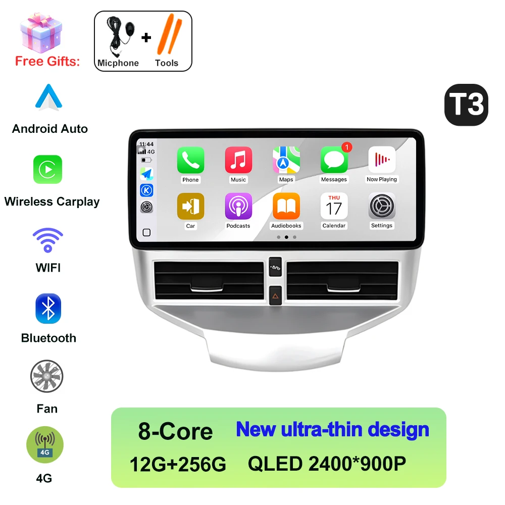 Voor Ford Fiesta 2009-2014 Autoradio Multimedia Video Player Navigatie GPS Android AUTO Draadloze CarPlay WIFI 4G QLED 2400*900P