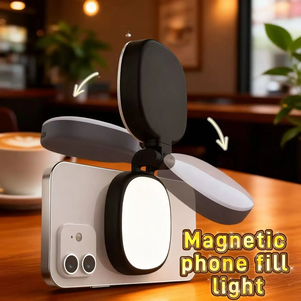 360 °   ضوء ملء حلقة LED مع ضوء سيلفي مغناطيسي مرآة لهاتف MagSafe iPhone مثالي لمدونة الفيديو ومكالمات الفيديو