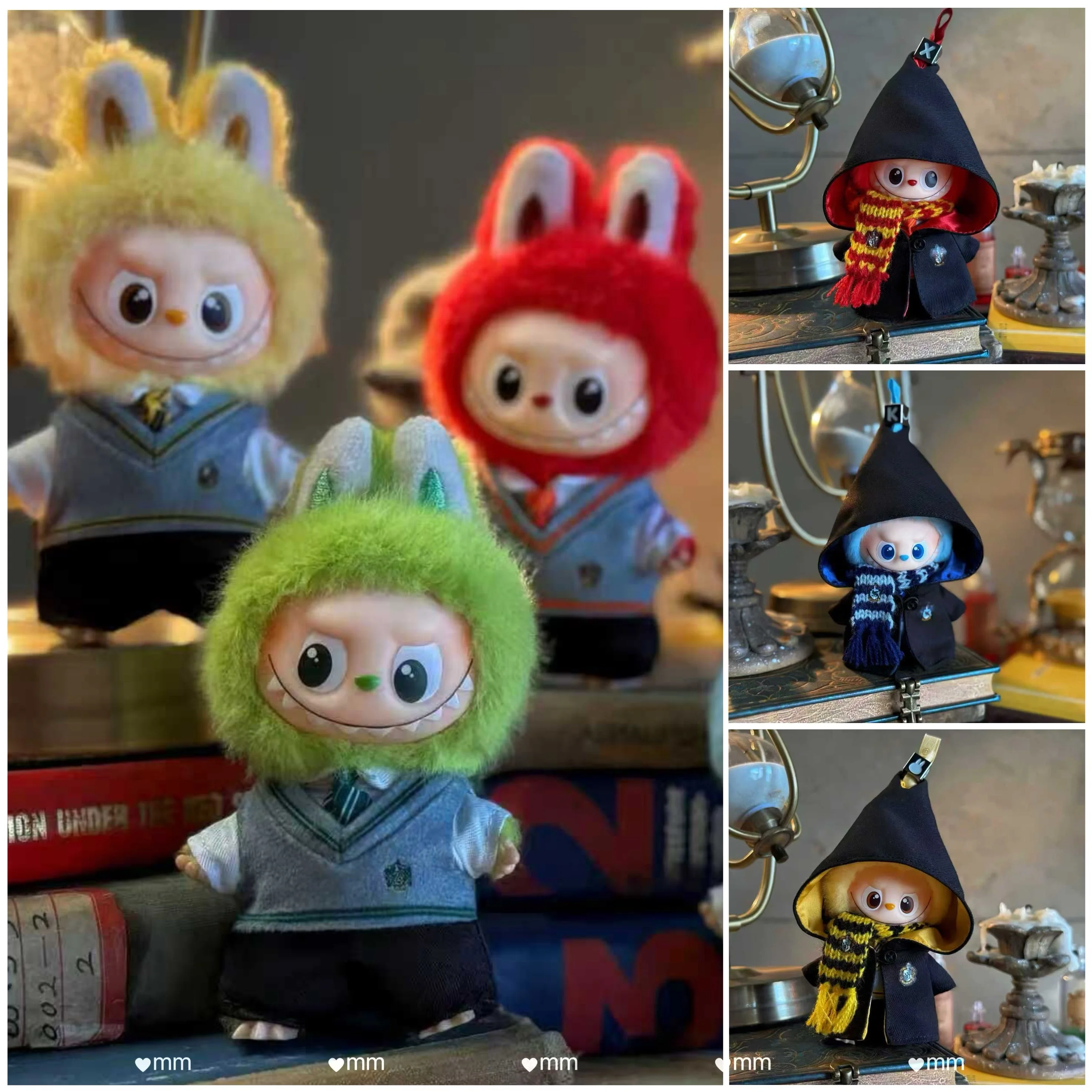 

For labubu 4.0 clothes 10cm Harry Potter Heart Password Hogwarts School Uniform Halloween labubu Hooded Coat Magical Cloak gifts